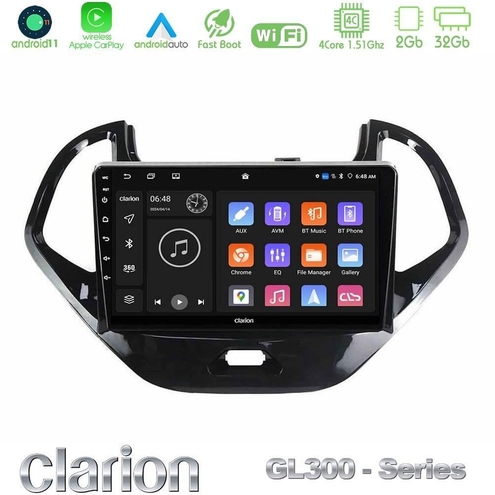 Clarion GL300 Series 4Core Android11 2+32GB Ford Ka 2016-2020 Navigation Multimedia Tablet 9" Με Carplay & Android Auto - U-GL3-FD0646