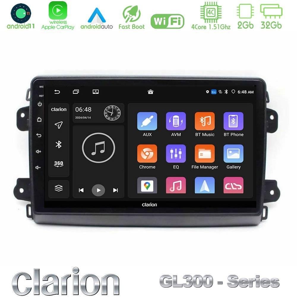 Clarion GL300 Series 4Core Android11 2+32GB Citroen/Fiat/Opel Navigation Multimedia Tablet 9" Με Carplay & Android Auto - U-GL3-FT1984