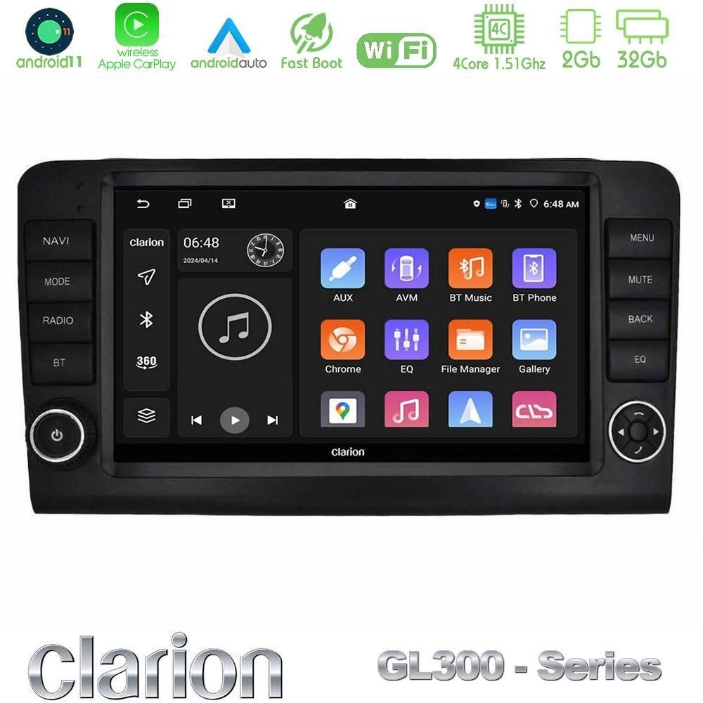 Clarion GL300 Series 4Core Android11 2+32GB Mercedes ML/GL Class W164 2006-2011 Navigation Multimedia Tablet 9" Με Carplay & Android Auto (OEM Look) - U-GL3-MB1851