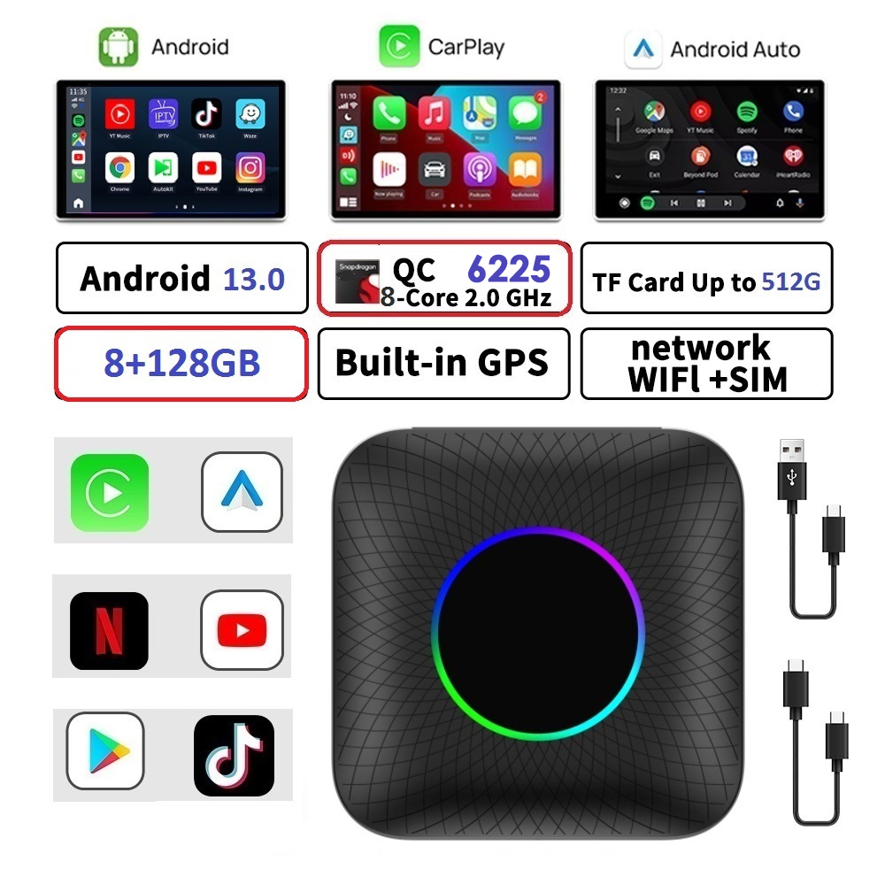 CARMEDIA CMAB 03 CARPLAY Ai BOX ANDROID OEM ADAPTOR 8-128 SNAPDRAGON