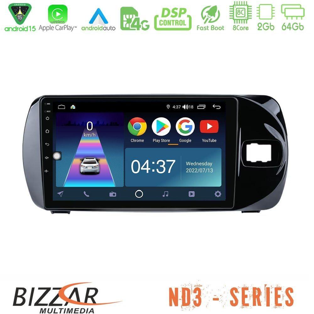 Bizzar ND3 Series 8Core Android15 2+64GB Toyota Yaris (Vitz) 2015-2020 RHD Navigation Multimedia Tablet 9" - U-ND3-TY0881