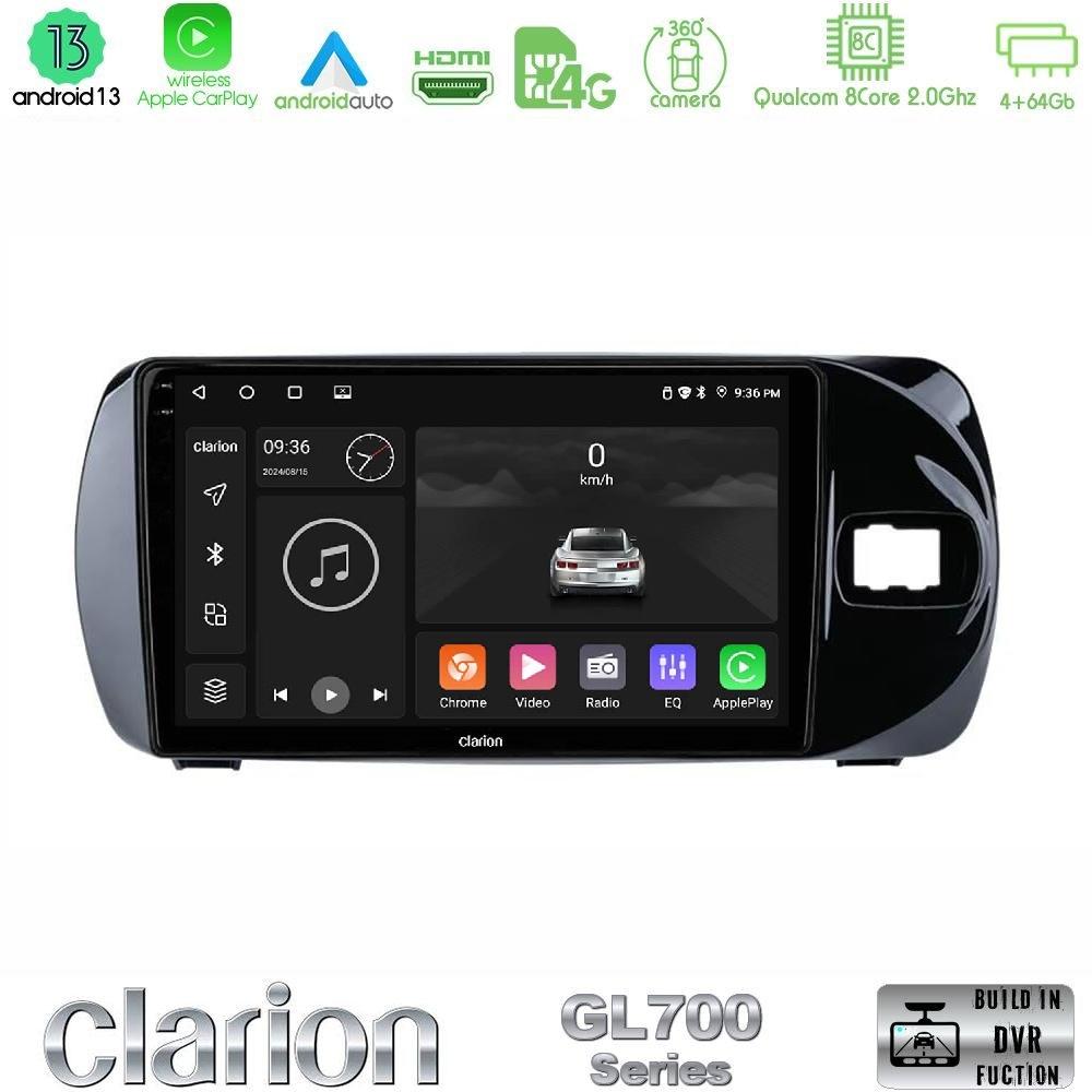Clarion GL700 Series 8Core Android13 4+64GB Toyota Yaris (Vitz) 2015-2020 RHD Navigation Multimedia Tablet 9" Με Carplay & Android Auto - U-GL7-TY0881